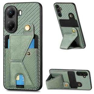 For Redmi Turbo 4 Carbon Fiber Wallet Flip Card K-shaped Holder Phone Case(Green)