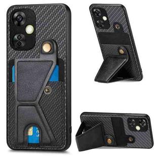 For Oneplus Nord CE 3 Lite Carbon Fiber Wallet Flip Card K-shaped Holder Phone Case(Black)