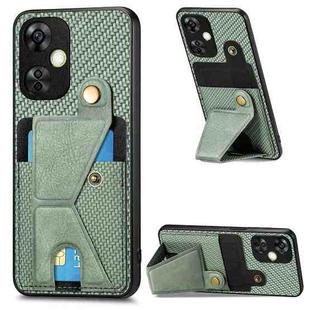 For Oneplus Nord CE 3 Lite Carbon Fiber Wallet Flip Card K-shaped Holder Phone Case(Green)