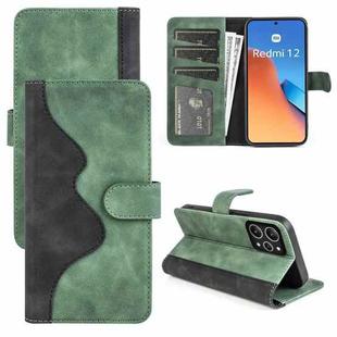 For Redmi 12 Stitching Horizontal Flip Leather Phone Case(Green)
