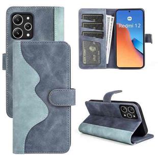 For Redmi 12 Stitching Horizontal Flip Leather Phone Case(Blue)