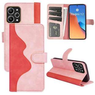 For Redmi 12 Stitching Horizontal Flip Leather Phone Case(Red)