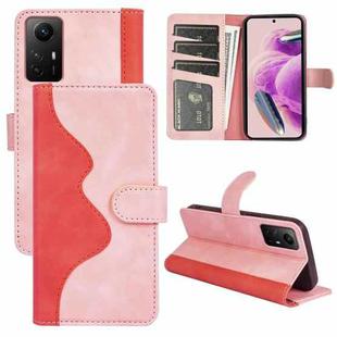 For Redmi Note 12S Stitching Horizontal Flip Leather Phone Case(Red)