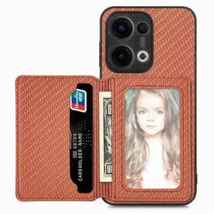 For OPPO Reno13 Carbon Fiber Magnetic Card Bag Phone Case(Brown)
