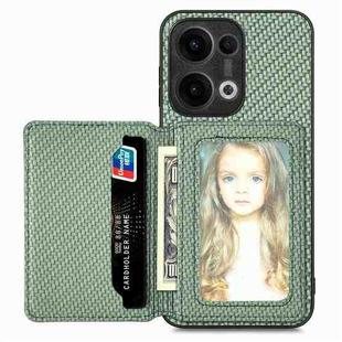 For OPPO Reno13 Carbon Fiber Magnetic Card Bag Phone Case(Green)