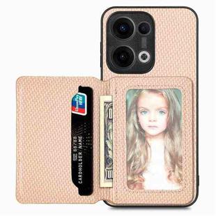 For OPPO Reno13 Carbon Fiber Magnetic Card Bag Phone Case(Khaki)