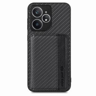 For Realme Neo7 Carbon Fiber Magnetic Card Bag Phone Case(Black)
