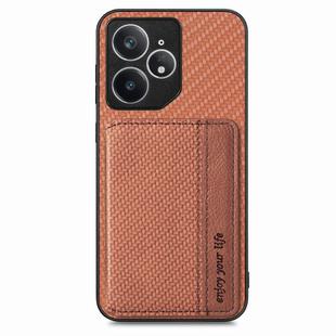 For Realme Neo7 Carbon Fiber Magnetic Card Bag Phone Case(Brown)