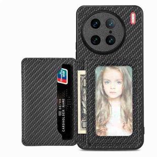 For vivo X90 Pro Carbon Fiber Magnetic Card Bag Phone Case(Black)