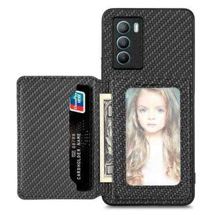 For vivo T1 Carbon Fiber Magnetic Card Bag Phone Case(Black)
