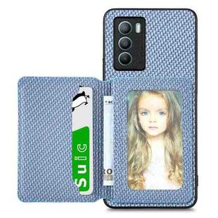 For vivo T1 Carbon Fiber Magnetic Card Bag Phone Case(Blue)