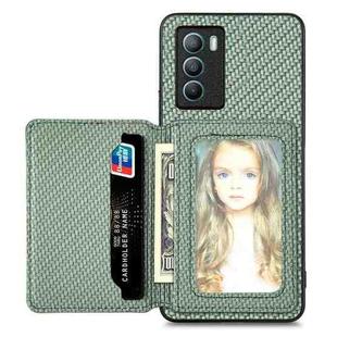 For vivo T1 Carbon Fiber Magnetic Card Bag Phone Case(Green)