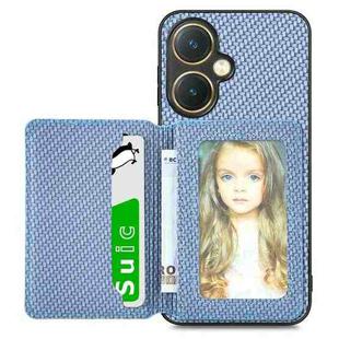 For vivo Y27 4G Carbon Fiber Magnetic Card Bag Phone Case(Blue)