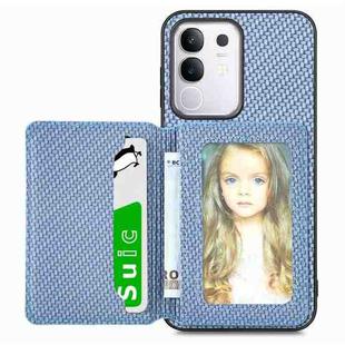For vivo Y29 4G Carbon Fiber Magnetic Card Bag Phone Case(Blue)
