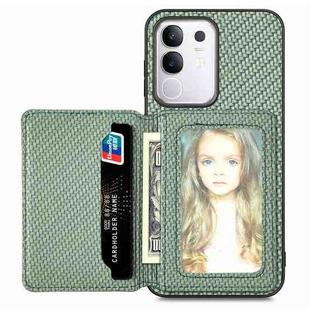 For vivo Y29 4G Carbon Fiber Magnetic Card Bag Phone Case(Green)