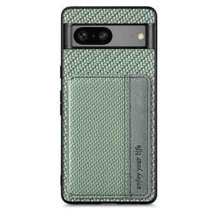 For Google Pixel 7A Carbon Fiber Magnetic Card Bag Phone Case(Green)