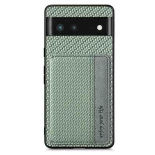 For Google Pixel 6 Carbon Fiber Magnetic Card Bag Phone Case(Green)