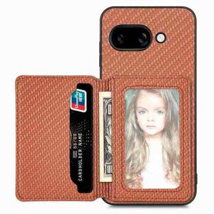For Google Pixel 9a Carbon Fiber Magnetic Card Bag Phone Case(Brown)