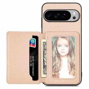 For Google Pixel 9 Pro XL Carbon Fiber Magnetic Card Bag Phone Case(Khaki)