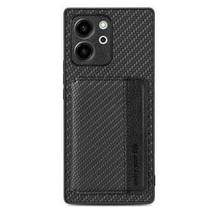 For Honor 80 SE Carbon Fiber Magnetic Card Bag Phone Case(Black)