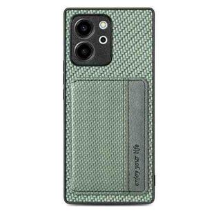 For Honor 80 SE Carbon Fiber Magnetic Card Bag Phone Case(Green)