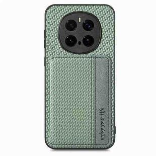 For Honor Magic7 Pro Carbon Fiber Magnetic Card Bag Phone Case(Green)