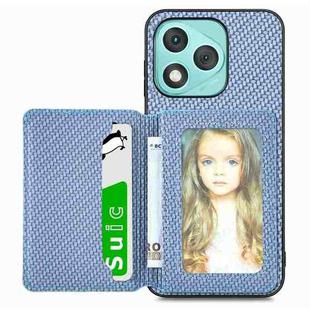 For Honor 400 Lite Global Carbon Fiber Magnetic Card Bag Phone Case(Blue)