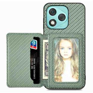 For Honor 400 Lite Global Carbon Fiber Magnetic Card Bag Phone Case(Green)
