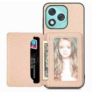 For Honor 400 Lite Global Carbon Fiber Magnetic Card Bag Phone Case(Khaki)