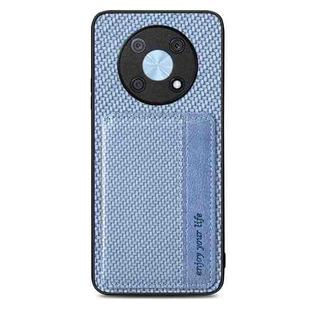 For Huawei Nova Y90 Carbon Fiber Magnetic Card Bag Phone Case(Blue)