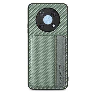 For Huawei Nova Y90 Carbon Fiber Magnetic Card Bag Phone Case(Green)