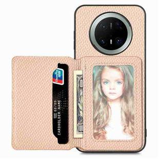 For Huawei Mate 70 Carbon Fiber Magnetic Card Bag Phone Case(Khaki)