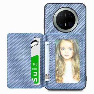 For Huawei Mate 70 Pro Carbon Fiber Magnetic Card Bag Phone Case(Blue)