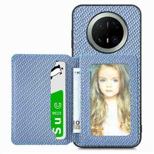 For Huawei Mate 70 Pro+ Carbon Fiber Magnetic Card Bag Phone Case(Blue)