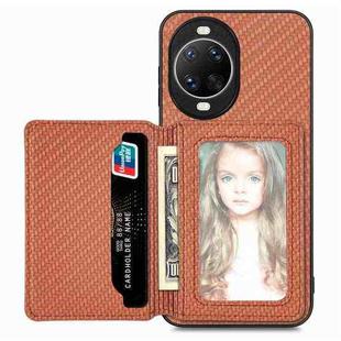 For Huawei nova 14 Pro Carbon Fiber Magnetic Card Bag Phone Case(Brown)