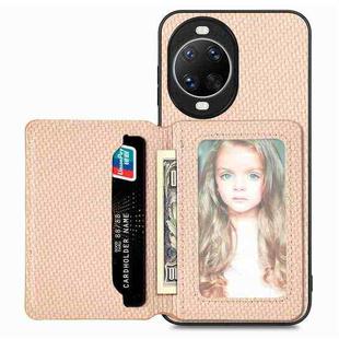 For Huawei nova 14 Pro Carbon Fiber Magnetic Card Bag Phone Case(Khaki)