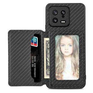 For Xiaomi 13 Carbon Fiber Magnetic Card Bag Phone Case(Black)
