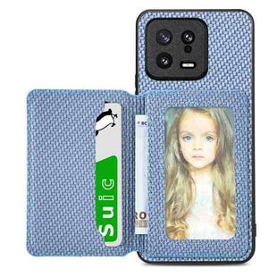 For Xiaomi 13 Carbon Fiber Magnetic Card Bag Phone Case(Blue)