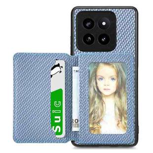 For Xiaomi 14 Pro Carbon Fiber Magnetic Card Bag Phone Case(Blue)