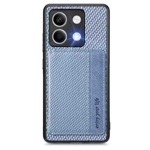 For Redmi Note 13 4G Carbon Fiber Magnetic Card Bag Phone Case(Blue)