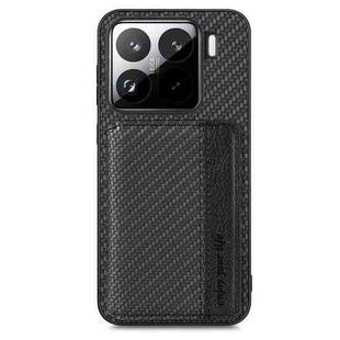 For Xiaomi 15 Carbon Fiber Magnetic Card Bag Phone Case(Black)