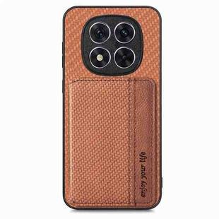 For Redmi Note 14 Pro+ 5G Carbon Fiber Magnetic Card Bag Phone Case(Brown)