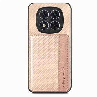 For Redmi Note 14 Pro+ 5G Carbon Fiber Magnetic Card Bag Phone Case(Khaki)