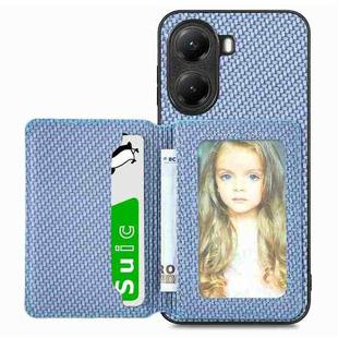 For Xiaomi Poco X7 Pro Carbon Fiber Magnetic Card Bag Phone Case(Blue)