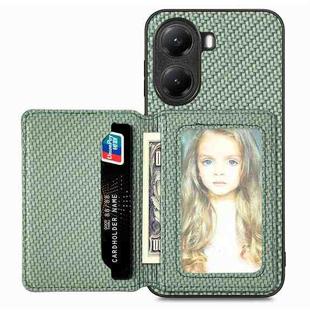 For Xiaomi Poco X7 Pro Carbon Fiber Magnetic Card Bag Phone Case(Green)