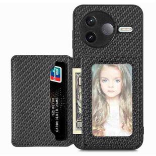For Redmi K80 / Poco F7 Pro Carbon Fiber Magnetic Card Bag Phone Case(Black)