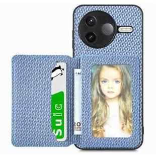 For Redmi K80 / Poco F7 Pro Carbon Fiber Magnetic Card Bag Phone Case(Blue)