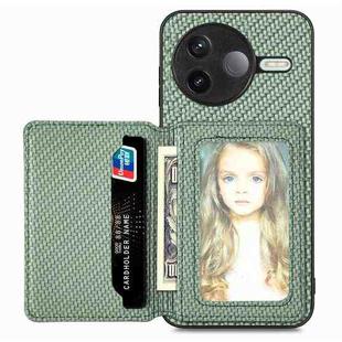For Redmi K80 / Poco F7 Pro Carbon Fiber Magnetic Card Bag Phone Case(Green)