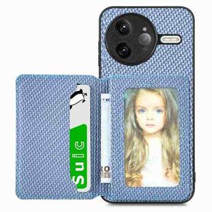 For Redmi K80 Pro / Poco F7 Ultra Carbon Fiber Magnetic Card Bag Phone Case(Blue)
