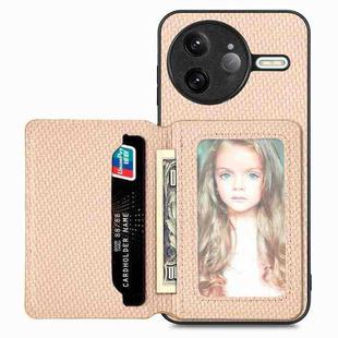 For Redmi K80 Pro / Poco F7 Ultra Carbon Fiber Magnetic Card Bag Phone Case(Khaki)
